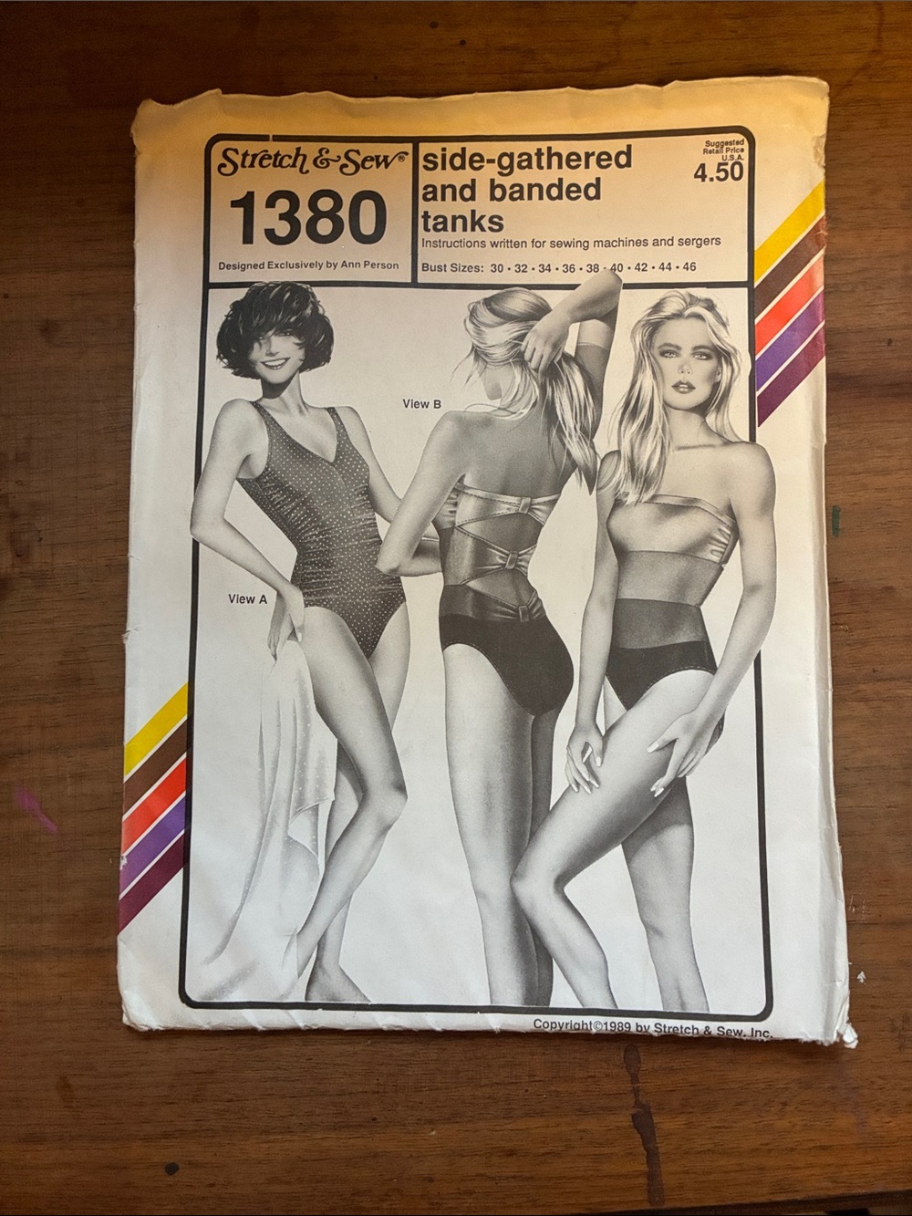 Stretch & Sew 1380 Side-Gathered and Banded Tanks Pattern - Black and White